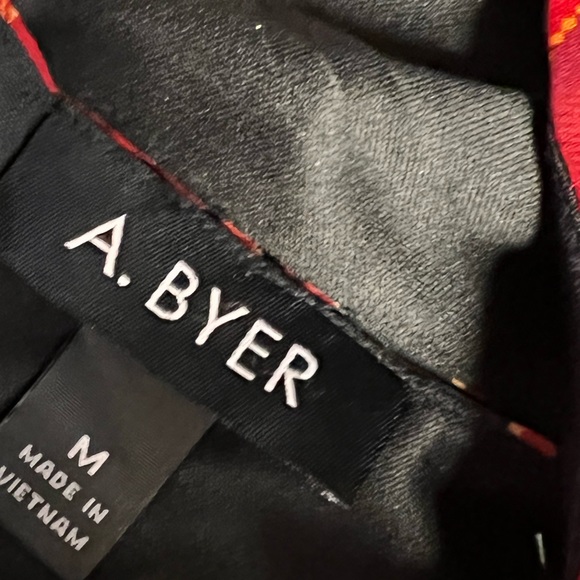 A. Byer sleeveless fully lined blouse size M Red Gold Black orange red - Picture 7 of 8